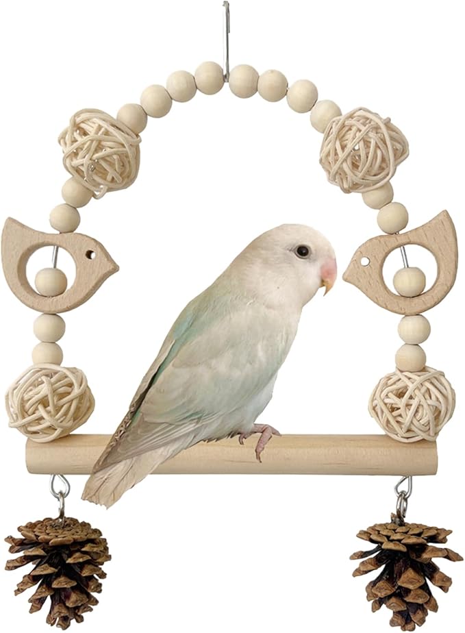 Bird Swing Bird Toys Parrot Toys Parakeet Toys Bird Cage Accessories for Budgerigar, Parakeet, Conure, Cockatiel, Mynah, Love Birds, Finches (A)