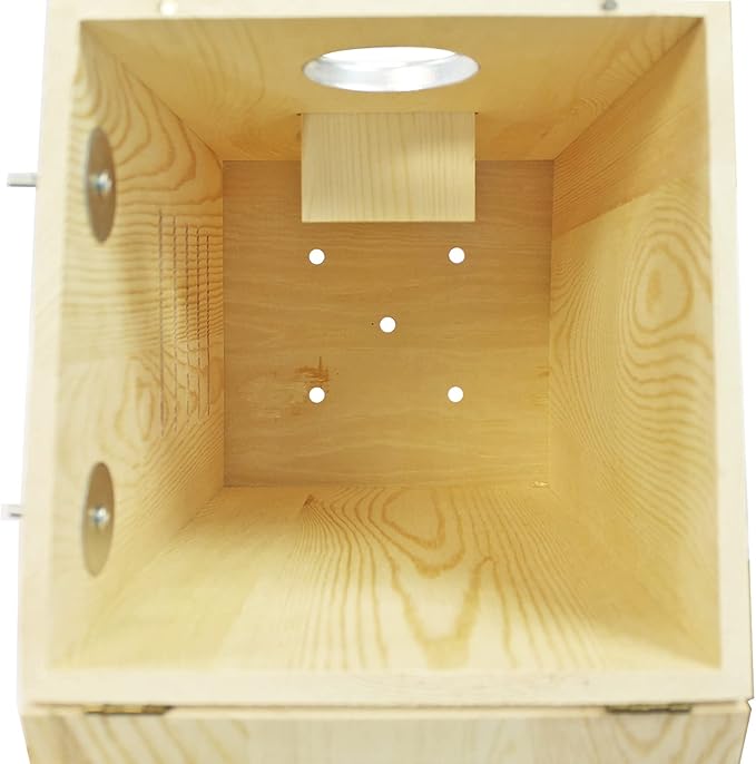 Squirrel Nest Box - Cage Attachment, Hinged Lid, Perching Ledge - for Squirrels, Sugar Glider, Rat, Finch, Parakeet, Lovebird, Canary, Cockatiel, Other Birds & Small Pets