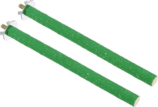 PATIKIL 0.6x7.9 Inch Bird Cage Perch, 2 Pack Parrot Stand Paw Grinding Stick Bird for Parakeet Cockatiel Cage Accessories, Green