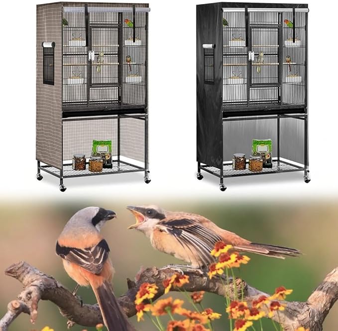 Bird Cage Cover, 38.2 * 23.6 * 51.2” Dark Colored Drape For Animal Crate, Waterproof & Washable Night Cover For Cages, Distraction And Light Eliminator For Mink, Totoro, Parakeets, Parrot (Black)