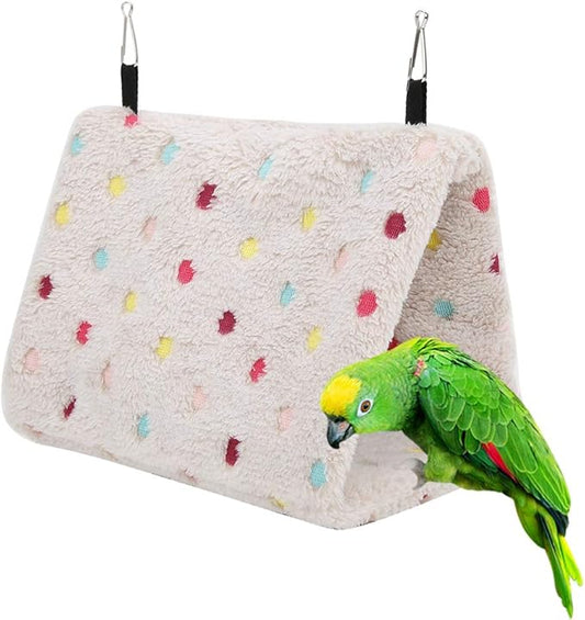 Bird Nest House, Winter Warm Plush Bird House Hammock Hamster Hanging Bed Cave Cage for Budgie Parakeet Cockatiel Conure Sugar Glider(M)