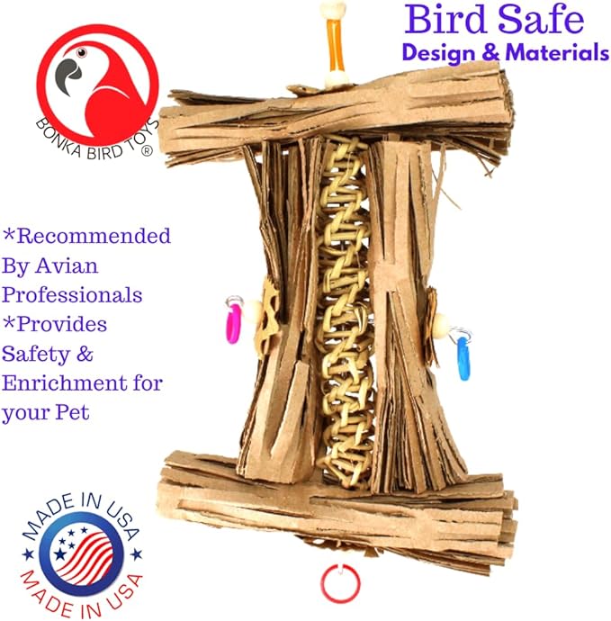 Bonka Bird Toys 1547 Natural Helix – Shreddable Bird Toys for Parakeets, Conures & Cockatiels – Natural Chewing & Foraging Bird Toy – Small Bird Enrichment Toy