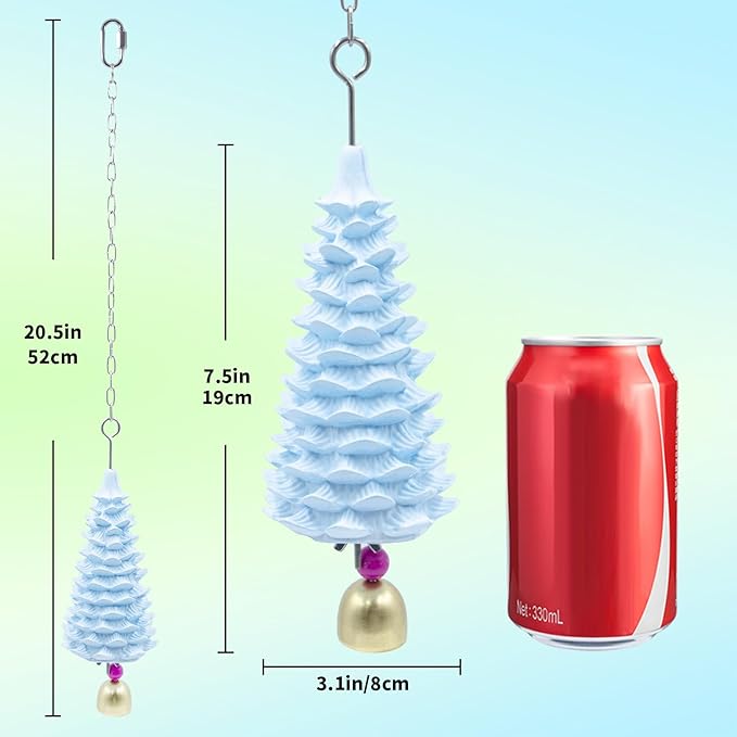 Bird Beak Grinding Stone - Tree Shaped Natural Mineral Parrot Chew Toy with Bell - Hanging Cage Accessories for Parakeets, Cockatiels, Budgies, Lovebirds & Small to Medium Birds
