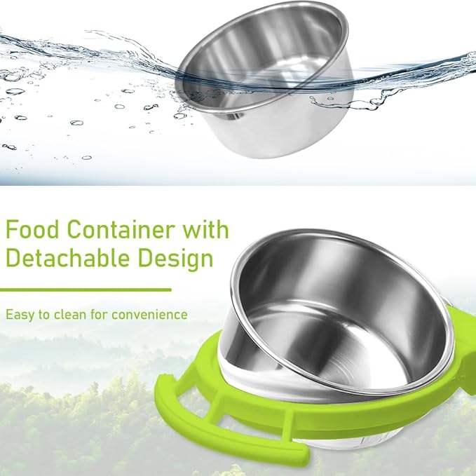 2 Pack Bird Detachable Bowl Stainless Steel Feeder Feeding Dish Water Cup Perch Stand with 2 Pcs Spoon for Bird Parrot Canary Finch Parakeet Budgie Cockatiel Lovebird