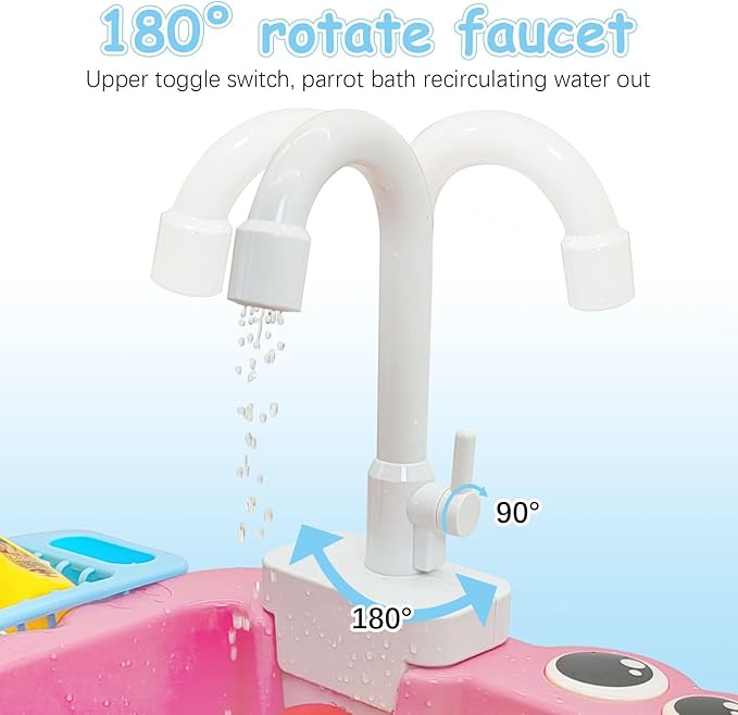 PINVNBY Bird Bath Tub with Automatic Watering Faucet Parakeet Bath Bowl Budgie Shower for Cockatiels Conures Lovebirds and Other Small Medium Birds Shower (Pink
