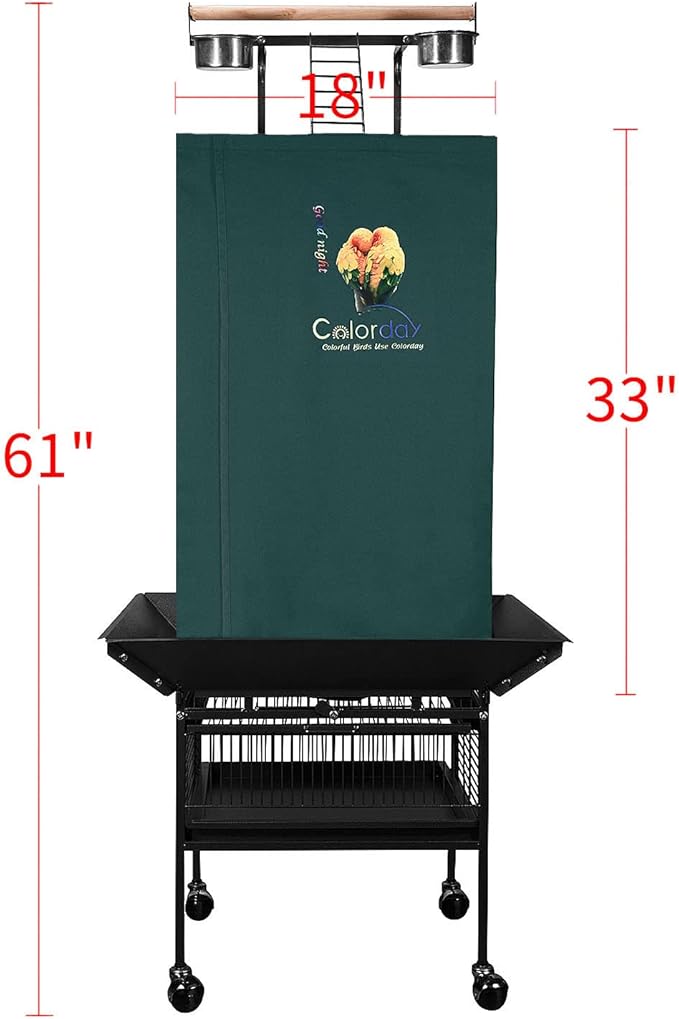 Colorday Good Night Bird Cage Cover for Large Bird Cage with Play Top (Patented), Green 61"