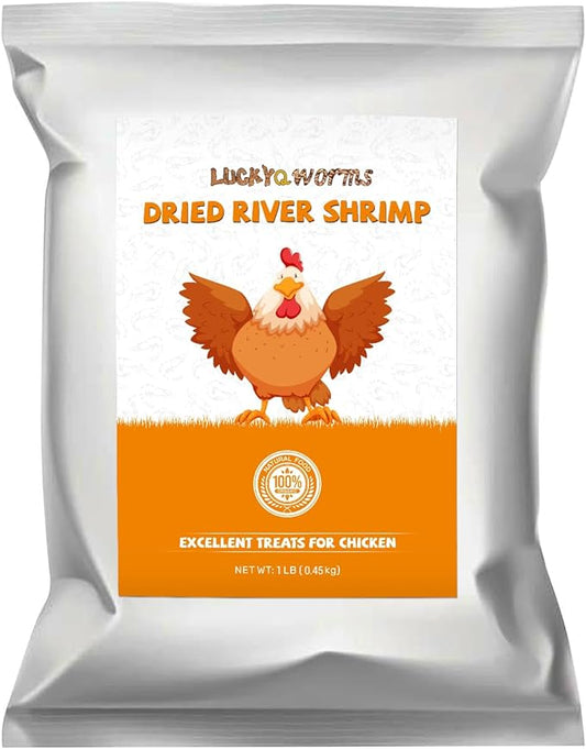1lb Dried River Shrimp for Chicken, High Protein Freeze Red Dried Shrimp All Natural Treat for Turtles, Reptiles, Fish & Poultry, Perfect for Aquariums, Ponds, Backyard Chickens and Birds