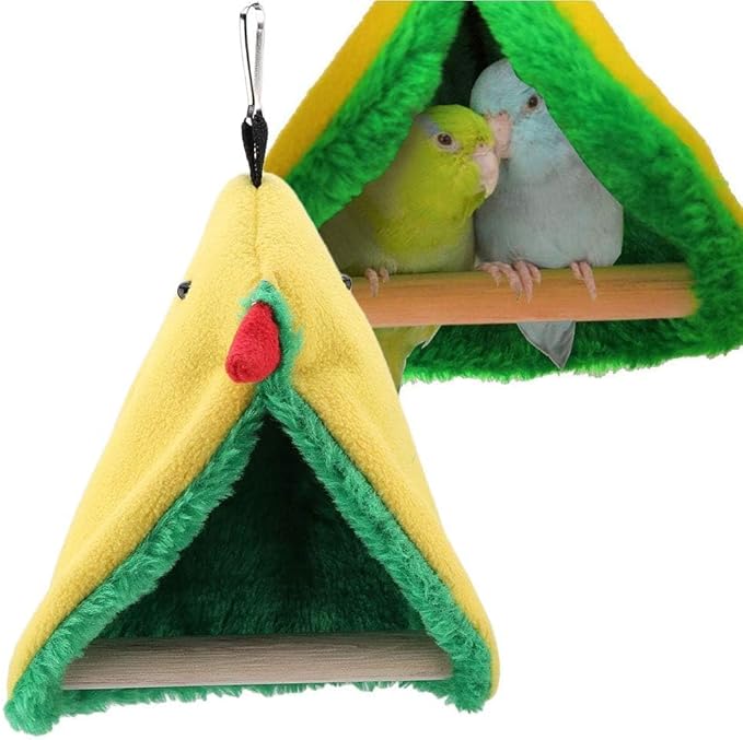Winter Warm Bird Hammock Tent Parrots Hanging Nests Shed Hut, Soft Plush Sleeping Bed Hideaway Cage Pet Toy for Parakeets Cockatiels Conures Lovebirds Finch