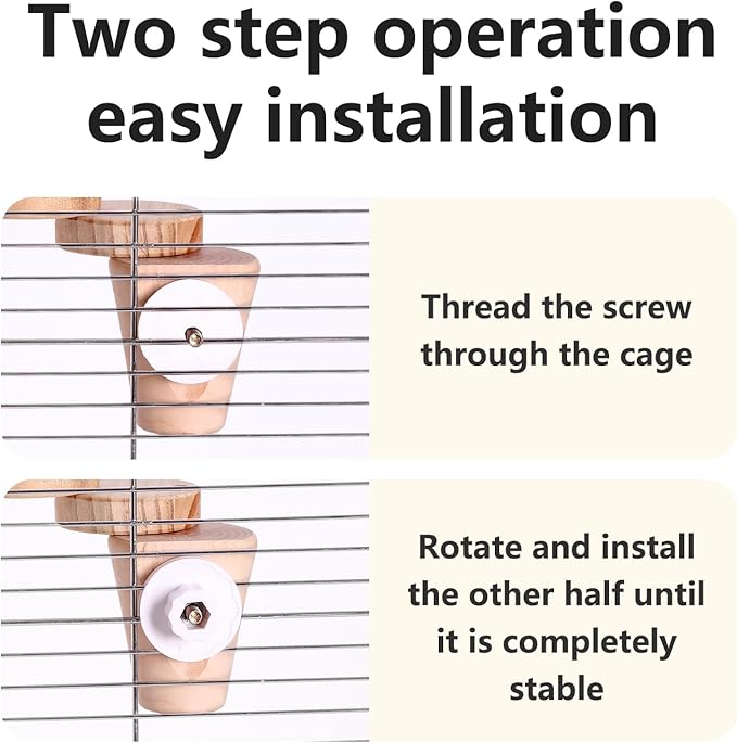 Natural Wood Bird Ladder Perch Toy - Chewable Safe Parrot Climbing Toy for Cockatiel, Finch & Other Small to Medium Birds, Bird Cage Accessories with Easy Screw Installation (Cartoon Parrot Pattern)