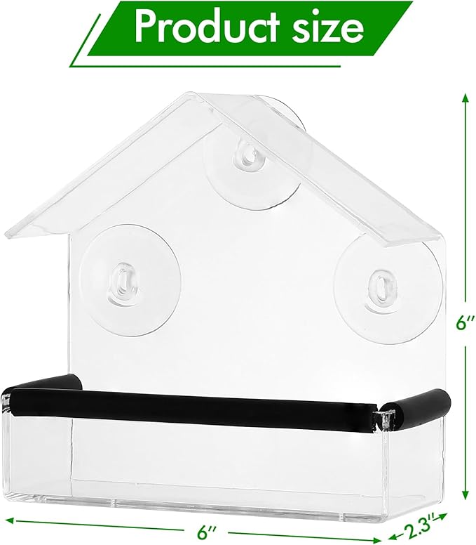 Outdoor Window Bird Feeder for Cats Viewing - Clear Bird Feeder with Strong Suction Cup, Cat Perch Accessories for Entertaining Watching, S