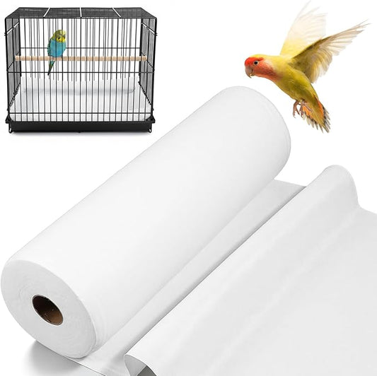 100 Ft x 17.3 Inch Bird Cage Liner, Disposable White Non-Woven Bird Cage Liners Large Size Precut Absorbent Cushion Pad Mat Accessories for Pet, Parrot, Animal