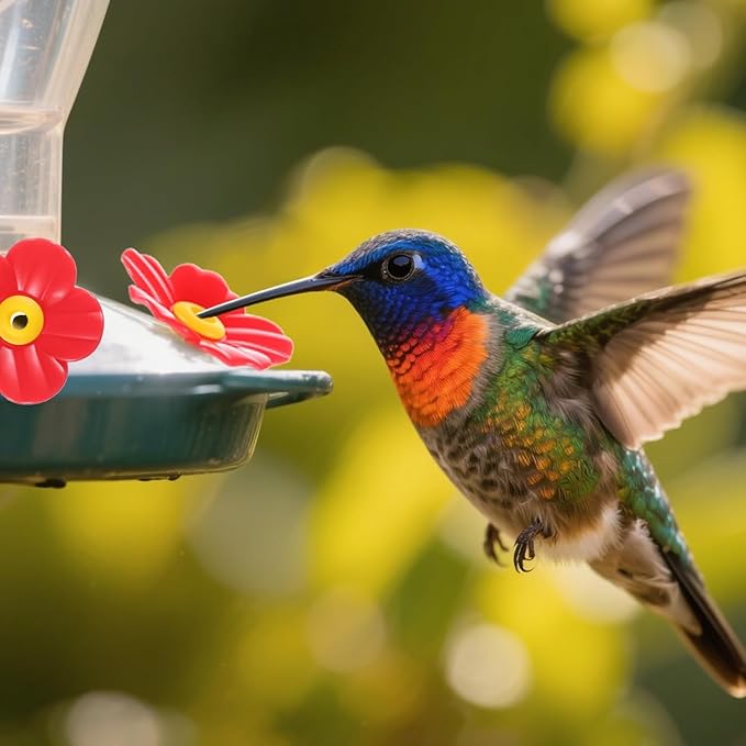 20 Pieces Hummingbird Feeders Replacement Flowers - Hummingbird Feeder P with 2 Cleaning Brush, Bird Feeder Replacement Feeding Ports for Outdoors Hanging Feeder, Yellow+Red