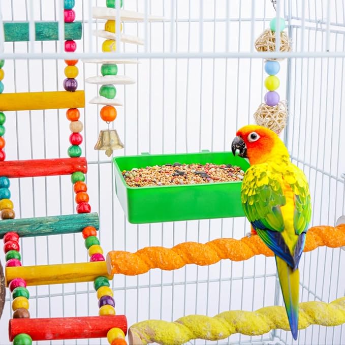 14 Pcs Bird Plastic Feeder, Seed Food Feeding Cup for Poultry Pigeon Parrot Parakeet Budgie Cage