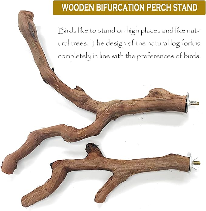 4 PCS Natural Wood Bird Perch Stand, Bird Parrot Perch Stand Set, Wooden Parrot Perch Stand Perch Platform Cage Accessories for Parrotlets Cockatiels Budgies Parakeets