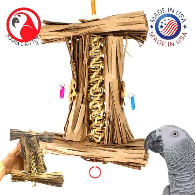 Bonka Bird Toys 1547 Natural Helix – Shreddable Bird Toys for Parakeets, Conures & Cockatiels – Natural Chewing & Foraging Bird Toy – Small Bird Enrichment Toy