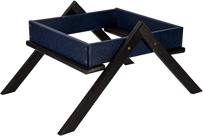 JCs Wildlife Removable Tray Ground Bird Feeder - Platform Bird Feeder - Holds 4 Cups of Seed (Medium, Blue)