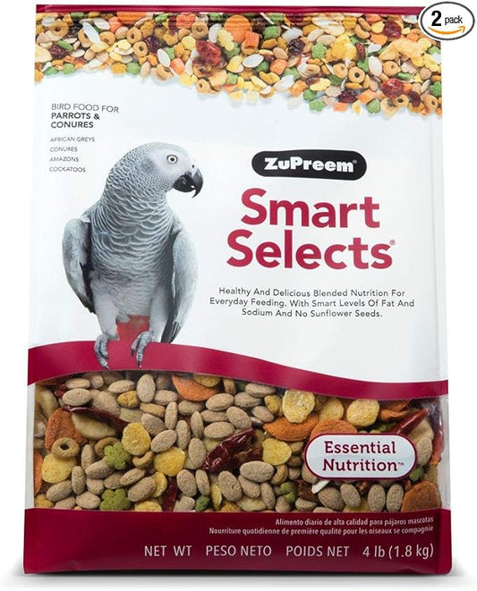 ZuPreem Smart Selects Daily Bird Food for Parrots & Conures (2 Pack of 4 lb)