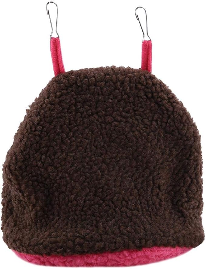 Bird Nest Hammock Tent Bed Bird Nests, Winter Warm Bird Nest House Parrot Nest Pet Bird Nest Winter Warm Hammock Hanging Cave Cage Plush Tent Bed(Dark Brown)