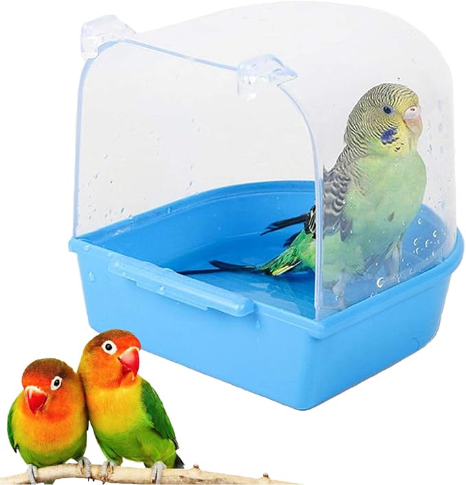 kathson Parrot Bath Box Bird Cage Accessory Supplies Bathing Tub Bath for Parakeet Pet Brids Canary Budgies Parrot (Random Color)