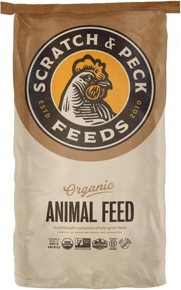 Scratch and Peck Whole Peas Chicken, Duck and Livestock Supplemental Grain - 20% Protein, Certified Organic and Non-GMO Project Verified Chicken Food - 40 lbs Bag