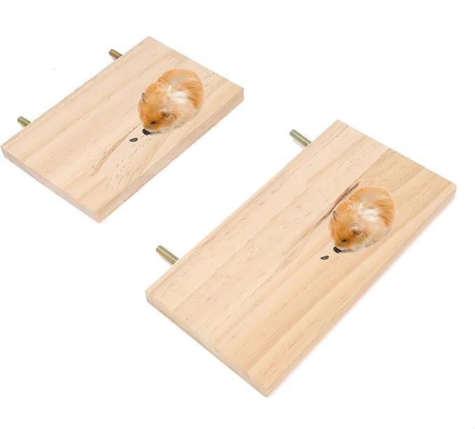 4Pcs Pet Wooden Platform Stand Active Rectangular Springboard Toy for Chinchilla, Hamster, Parrot, Gerbil,Small Animals