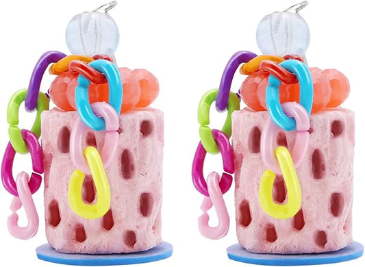 Wontee Bird Beak Grinding Parakeet Treats Bird Calcium Chewing Toy for Budgies Parakeet Cockatiel Conure Hamster (Random Color) (Small (2 pcs))