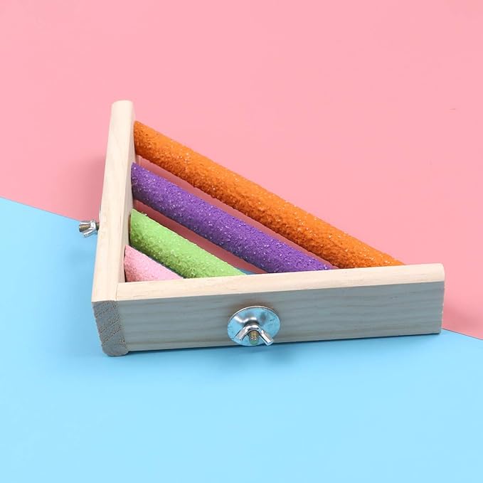 Bird Perch Platform Wooden Parrot Stand Birdcage Corner Playground Colorful Right Angle Perches for Parakeet Cockatiel Guniea Pig Small Animals Random Color