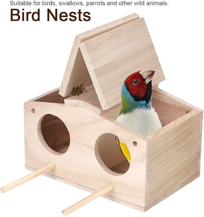 Wooden Bird House, Hanging Birdhouse for Outdoors, Garden Patio Decorative Bird Nesting Box for Finch Bluebird Cardinals, Handmade Hummingbird House