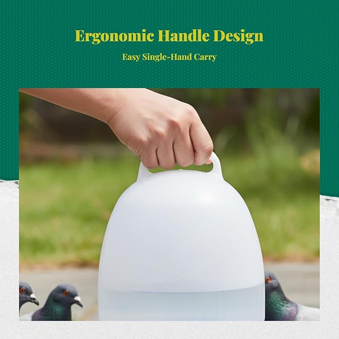 Pigeon Drinker Bird Water Drinker Bucket Cage Accessories Pigeon Water Dispenser for Pigeon Peacock Pet Supplies Farm Chick, 10L Big Handle