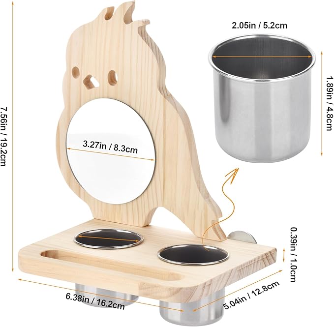 Natural Wood Perch, Adjustable Cage Accessory & Toy, Tool-Free Design for Parakeets, Cockatiels, Lovebirds