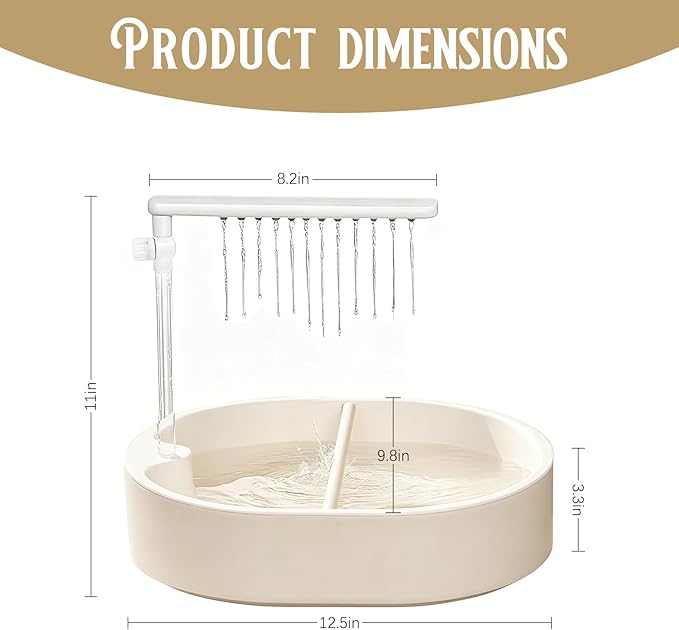 Bird Bath, Parrot Bathtub, Automatic Parrot Shower Bath with Pump, Birds Shower Bathtub with Running Water, Large-Capacity Water Tank,Suitable for Many Kinds of Birds (White)