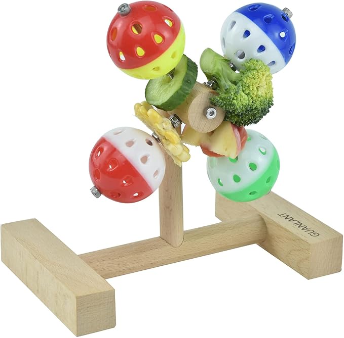 Foraging Bird Toys for Parrots, Budgie Rotating Birds Feeders Spinner Parakeet Ball Bell Toys Birdcage Accessories Food Treats Interactive Food Toys for Cockatiel Conures