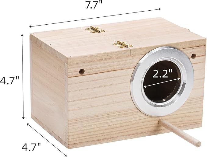 Hiceeden 2 Pack Parakeet Nest Box, Natural Wood Bird Nesting Box, Small Bird House Breeding Box for Budgie Lovebirds, Cockatiel, Parrots Mating, Aviary, 7.7×4.7×4.7 Inches