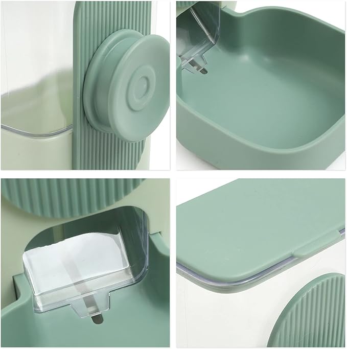 Hanging Automatic Pet Food Water Dispenser, Cage Cat Food Bowl Dog Feeding Station, Auto Gravity Pet Feeder with Bowl for Bird Puppy and Kitten Rabbit Chinchilla Ferret (Mint Green)