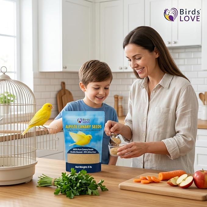 Birds Love Alpiste Canary Seed – 100% Pure, Non-GMO, Double Cleaned Food for Canaries, Finches, Budgies & Parakeets – No Additives, Bird Feed, 5 lbs