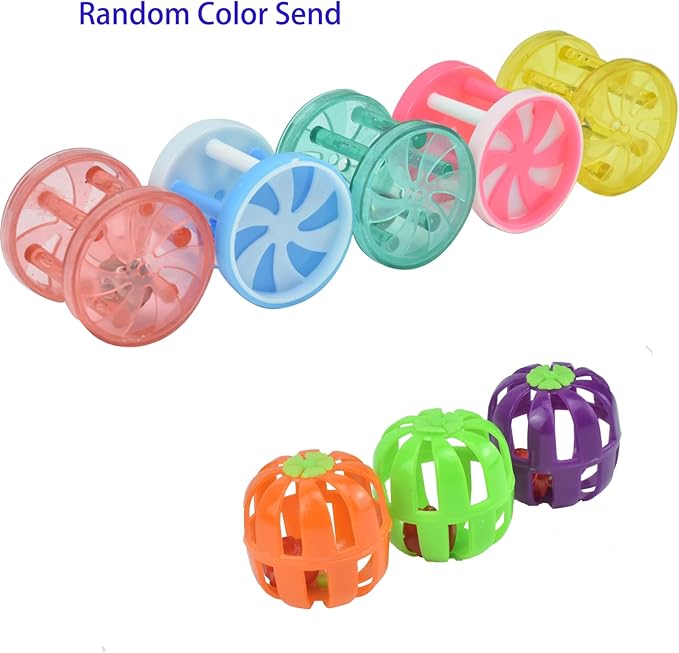 8pcs Bird Cat Ball Toys with Bell Colorful Parakeets Foot Talon Training Set Conures Feeder Toys Cockatiel Chewing Rattle Balls Parrot Cage Activity Toy for Budgie Playgym Birdcage