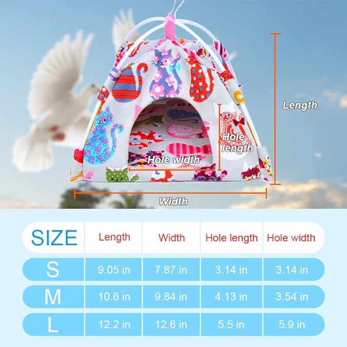 FEimaX Bird Nest House Hanging Hammock Finch Cage, Snuggle Hut Tent for Small Medium Parrots Parakeet Lovebird African Grey Budgies Cockatiels