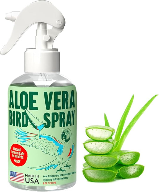 Samorillo Aloe Vera Bird Spray - 8.5oz/251mL - [Made in USA] - Non-Toxic Bird Bath Relieves Dry/Itchy Skin & Softens Feathers - Safe & Effective for All Birds - Promote Healthy Plumage - Odor-Free