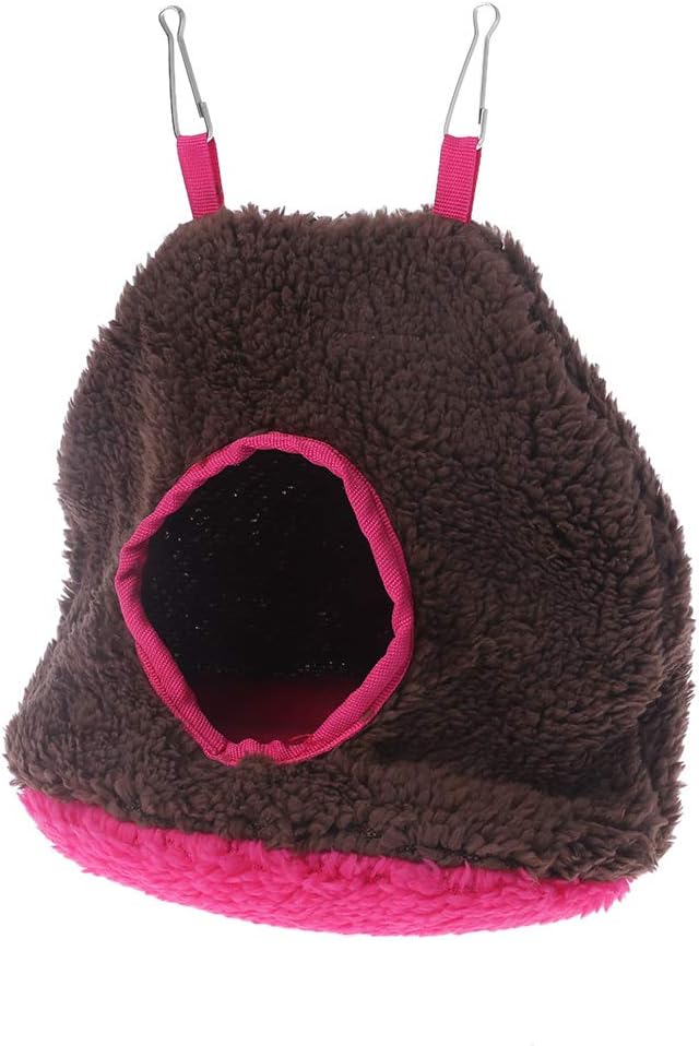 Bird Warm Nest Hanging Hammock House Winter Plush Tent Hideaway Sleeping Bed for Finches Canaries Easy Hangs for Cage (Blue, M)