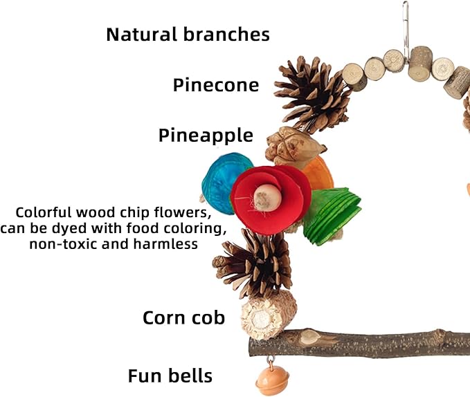 Bird Toys, Bird Perch Stand Playground for Cage, for Small-Medium Parrot, Parakeet, Budgie, Conures(Swing)