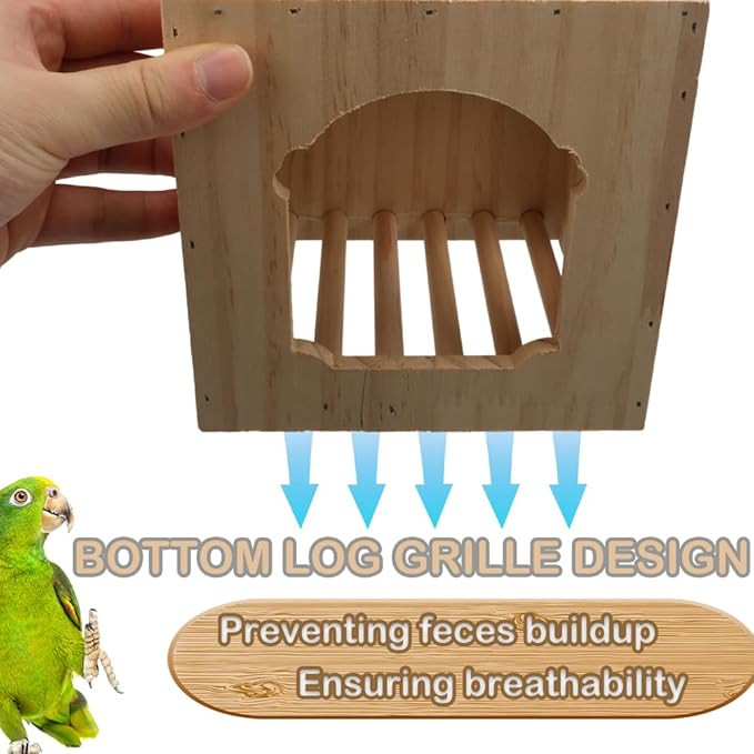 DQITJ Bird Cage House Nesting Box Wooden Breeding Nest for Small Bird Parrot Budgie Conure Lovebird Finch Parakeet Cockatiel