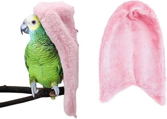 Suxgumoe Comfort Corner Fleece Bird Blanket, Bird Parrot Nest Hanging Toy, Warm Bird Nest for Cage, Hanging Hammock Toy for Parakeet Cockatiel Pigeon (Small, Pink)