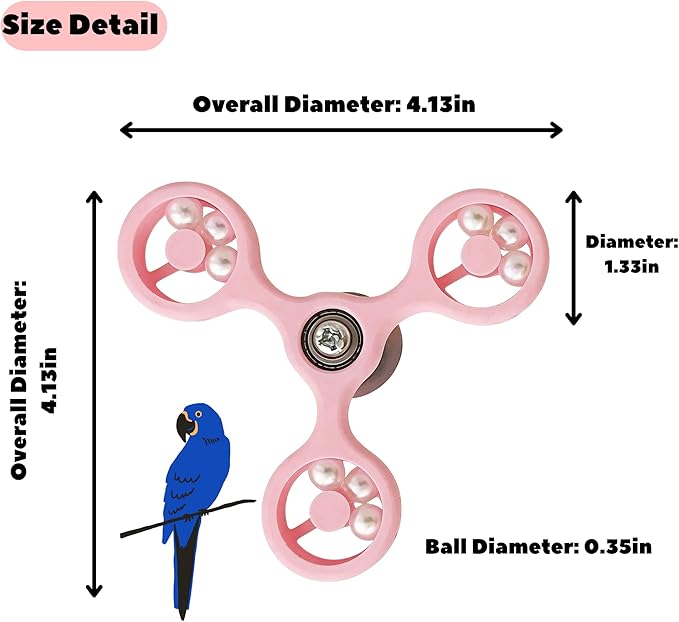 Spinning Bird-Toys Bird Cage Toys & Bird Perch Parrot-Parakeet Budgie Cockatiel Conure Macaw Chicken Parrot Enrichment Cage Accessories Small Animal Chewing Toy (Pink Spinner)