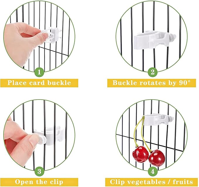 Birds Food Holder heyous 6pcs Bird Cage Food Holder Clips White Pet Parrot Fruit Vegtable Clips Cuttlefish Bone Feeder Device Pin Clamp Bird Cage Accessories