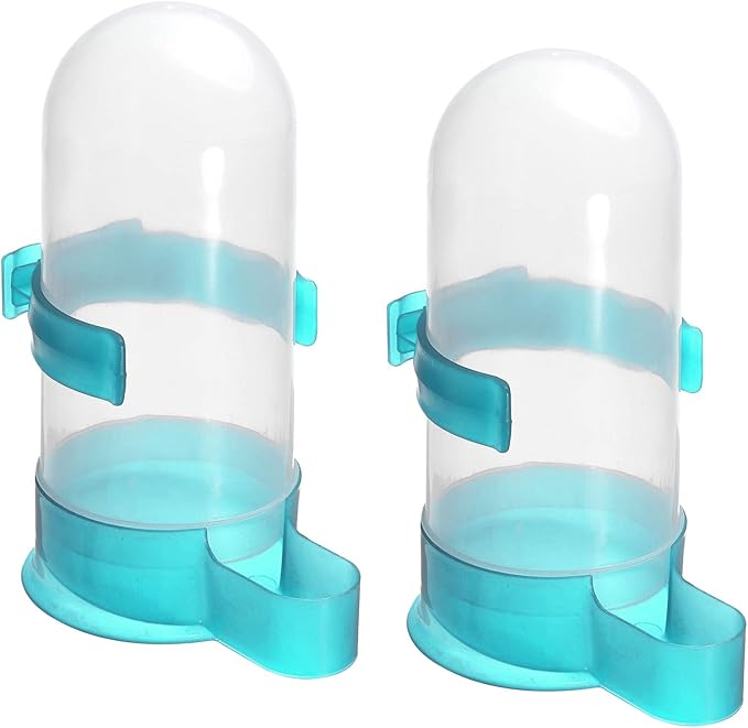 PATIKIL 800ml Automatic Pigeon Feeder, 2 Pack Bird Cage Waterer Hanging Drinker Water Dispenser for Parrot Poultry, Light Blue