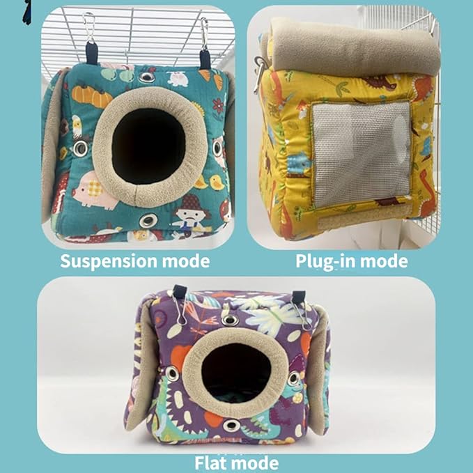 Large Winter Warm Bird Nest House, Bird Bed for Cage, Parrot Nest Snuggle Shed Hut for Four Seasons, Easy to Install for Quaker Lovebirds (Purple,Large)