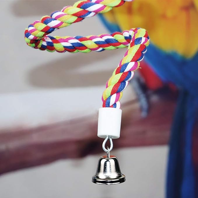 Bird Rope Perch Parakeet Toys, Spiral Cockatiel Toy, 63" Bird Bungee Rope Perches, Cage Accessories