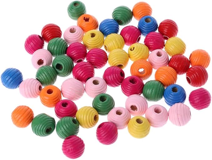 tegongse Parrot Toy, 50Pcs/Bag Wooden Bird Parrot Bite Toy Multipurpose Colorful DIY Beads Decoration Accessories