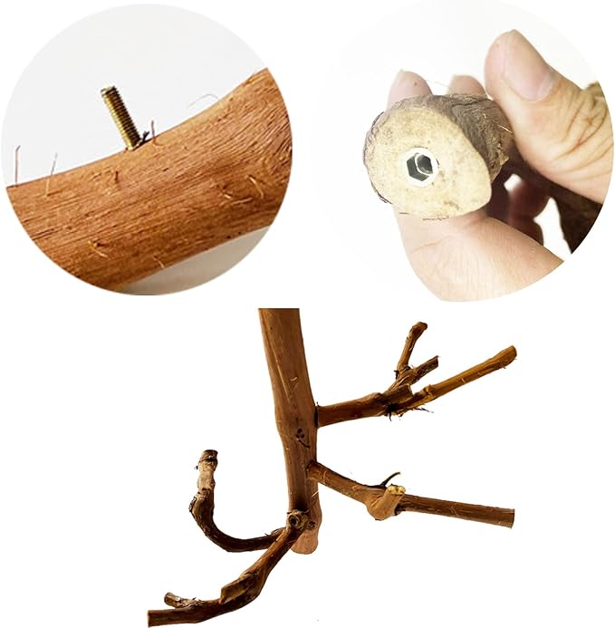Natural Parrot Perch Bird Stand Branch Wild Grape Stick Paw Grinding Branch Parakeet Climbing Standing Branches Toy Chewable Cage Accessories for Small Lovebirds Budgies Cockatiels