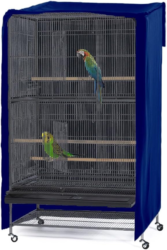 PONY DANCE Pets Product Universal Birdcage Cover Blackout & Breathable Birdcage Cover for Pets' Good Night, Large, Blue, 35 L x 25 W x 47 Inches H